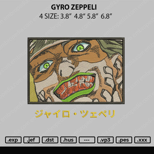 Gyro Zeppeli Embroidery File 4 size