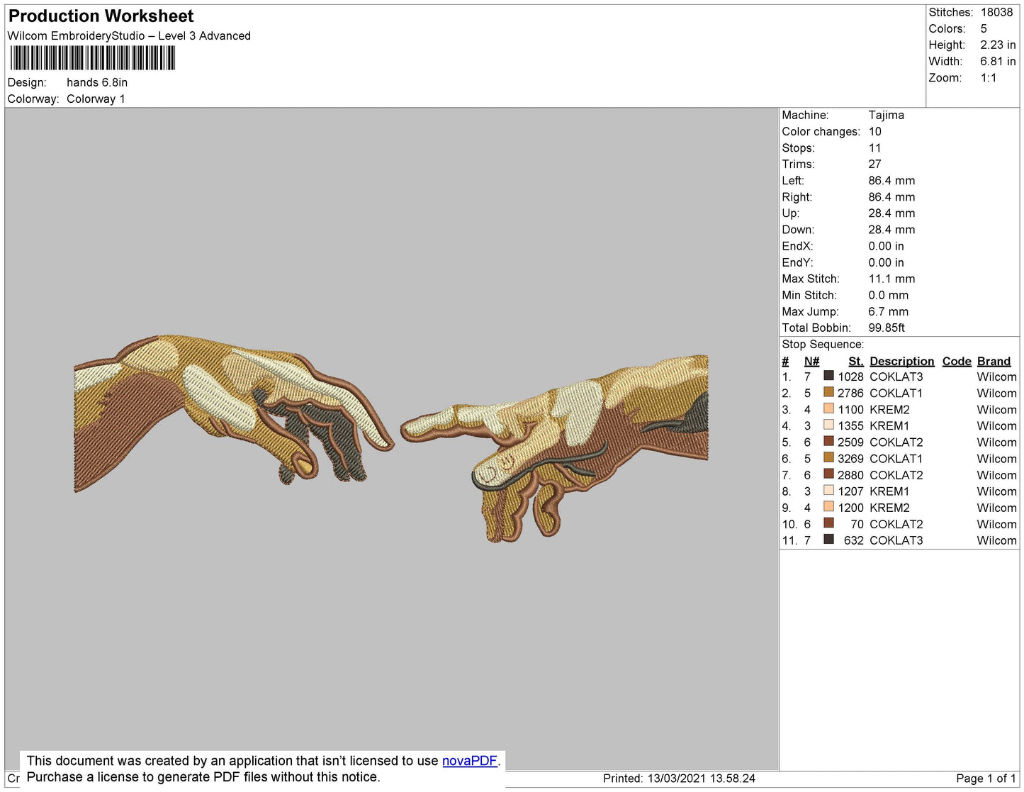 Hands Art Embroidery File 4 Size