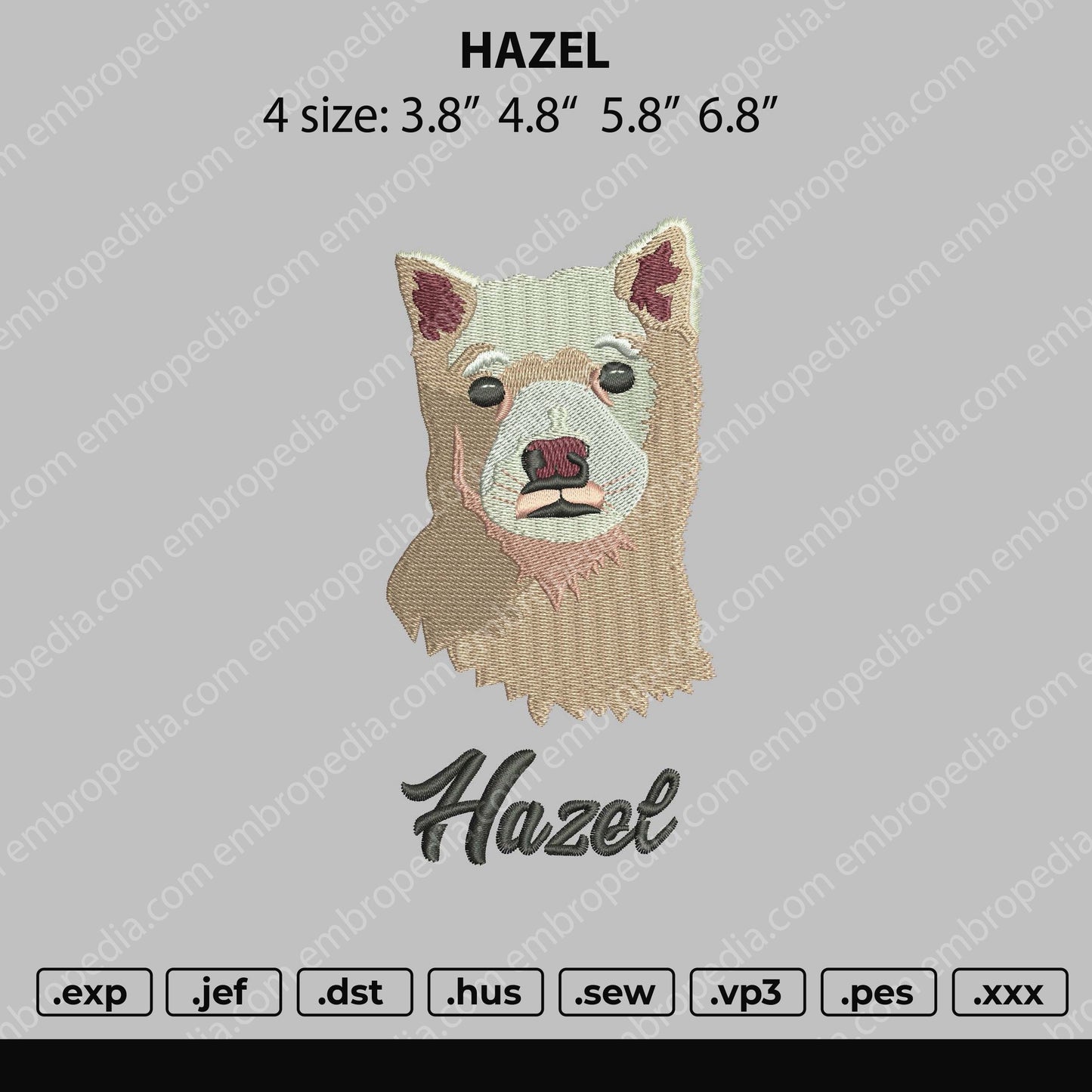 Hazel Embroidery File 4 size