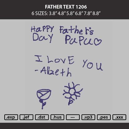 Father Text 1206 Embroidery Machine Design File 6 sizes