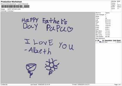 Father Text 1206 Embroidery Machine Design File 6 sizes
