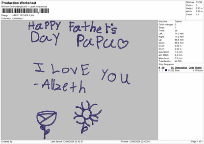 Father Text 1206 Embroidery Machine Design File 6 sizes