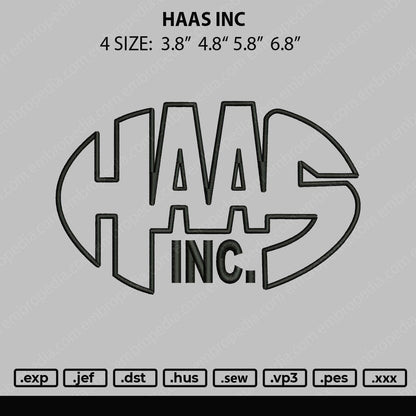 Haas INC Embroidery FIle 4 size