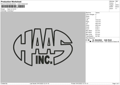 Haas INC Embroidery FIle 4 size