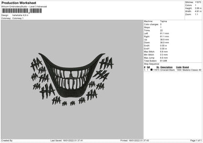 Hahahaha Embroidery File 4 size