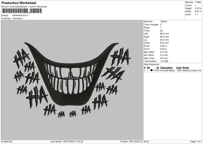 Hahahaha Embroidery File 4 size