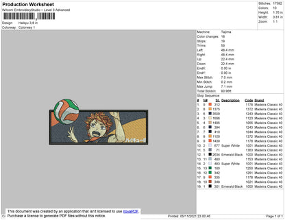 Haikyuu Embroidery File 4 size