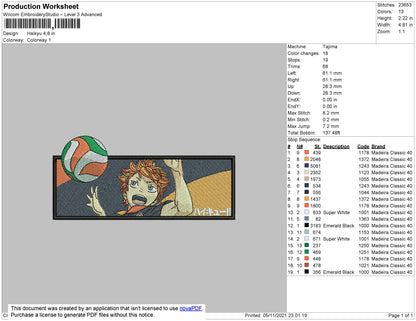 Haikyuu Embroidery File 4 size