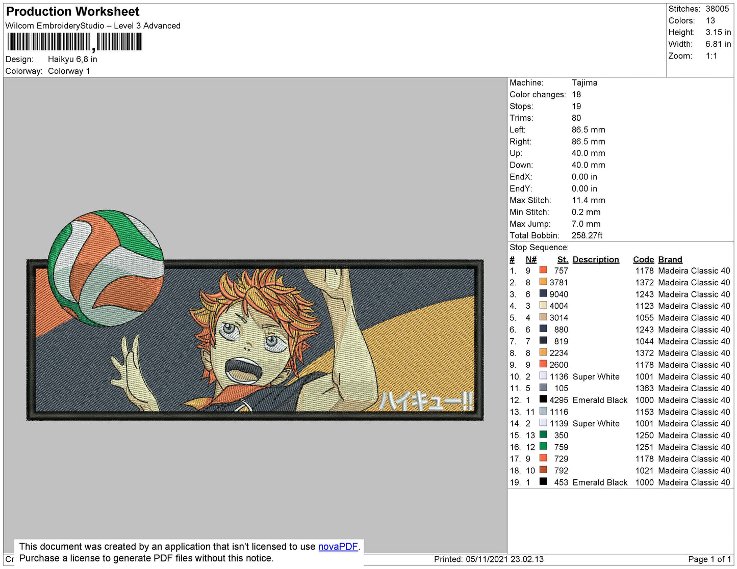 Haikyuu Embroidery File 4 size