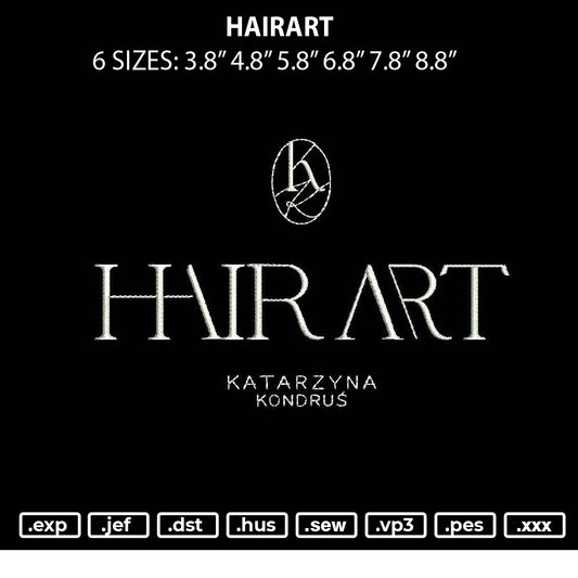 Hairart Embroidery File 6 sizes