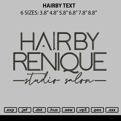 Hairbytext Embroidery File 6 sizes