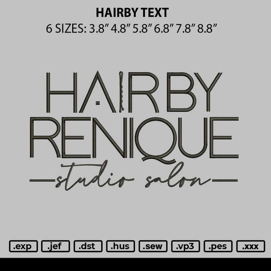 Hairbytext Embroidery File 6 sizes
