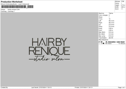 Hairbytext Embroidery File 6 sizes