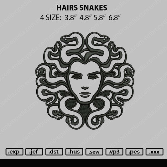 Hair Snakes Embroidery File 4 size