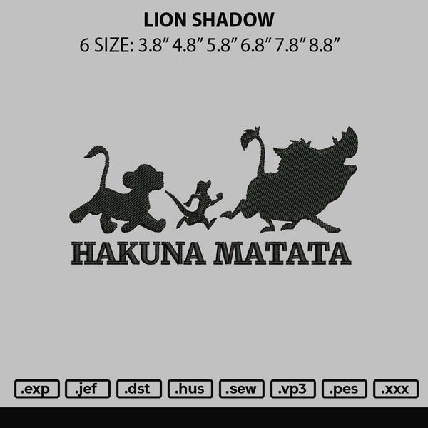 Lion Shadow Embroidery File 6 sizes