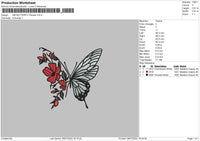 Half Butterfly Flower Embroidery File 4 sizes