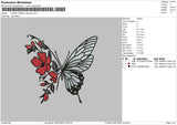 Half Butterfly Flower Embroidery File 4 sizes