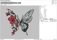 Half Butterfly Flower Embroidery File 4 sizes