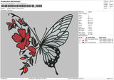Half Butterfly Flower Embroidery File 4 sizes