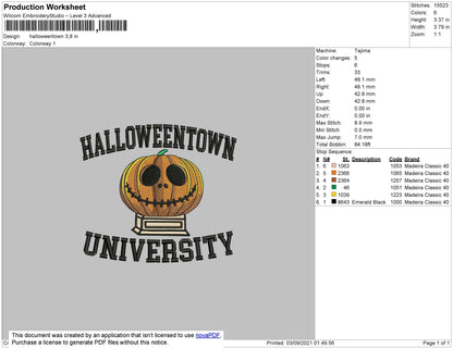 Halloweentown Embroidery File 8 size
