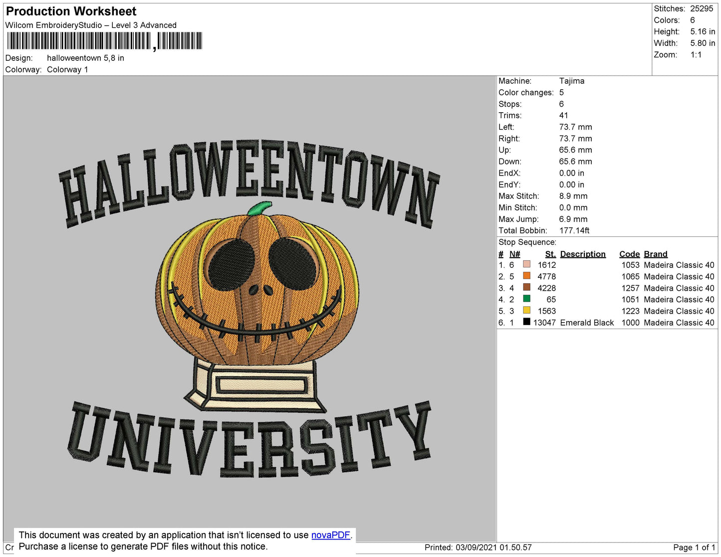 Halloweentown Embroidery File 8 size