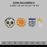 Icons Halloween 01 Embroidery File 6 sizes
