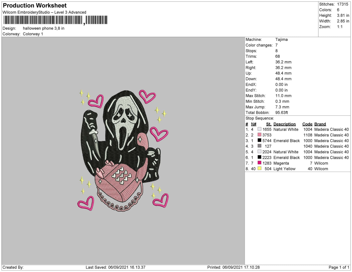Halloween Phone Embroidery File 4 size