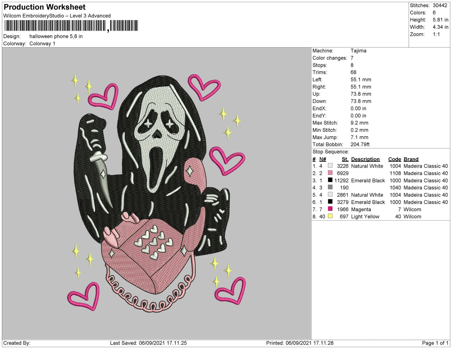 Halloween Phone Embroidery File 4 size