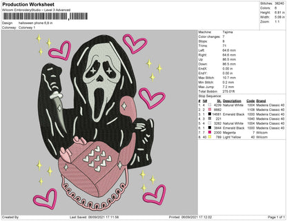 Halloween Phone Embroidery File 4 size