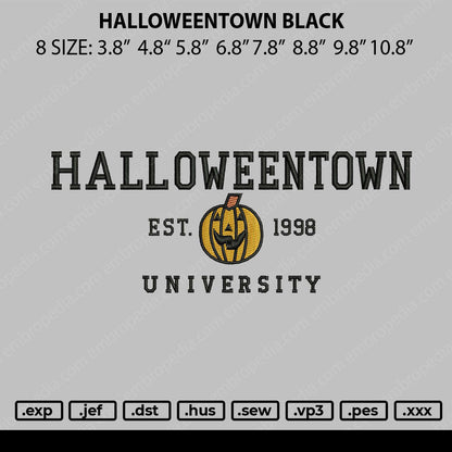 Halloweentown Black Embroidery File 8 size