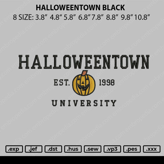 Halloweentown Black Embroidery File 8 size