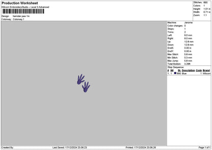Hamsterpaw Embroidery File 6 sizes