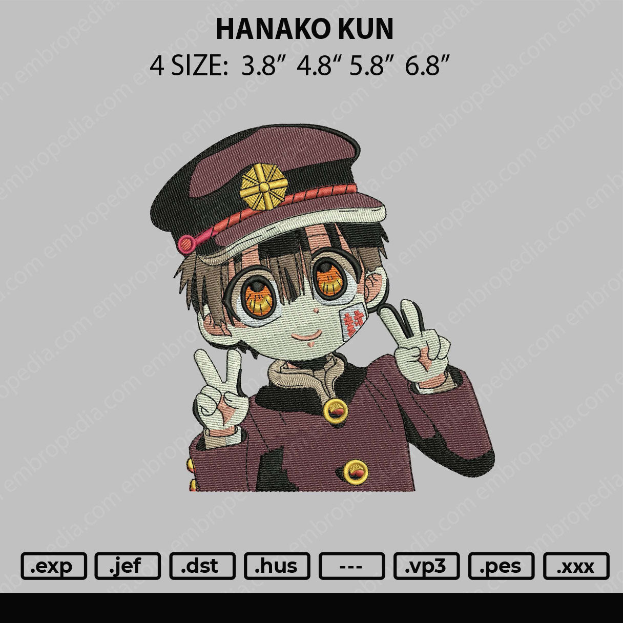 Hanako Kun Embroidery File 4 size