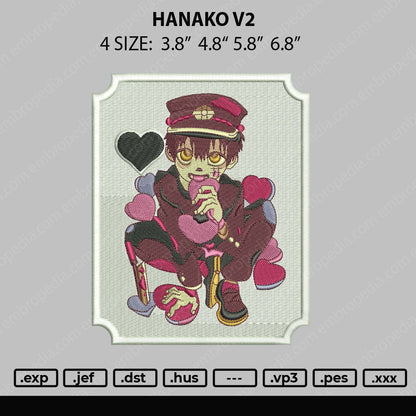 Hanako V2 Embroidery File 4 size