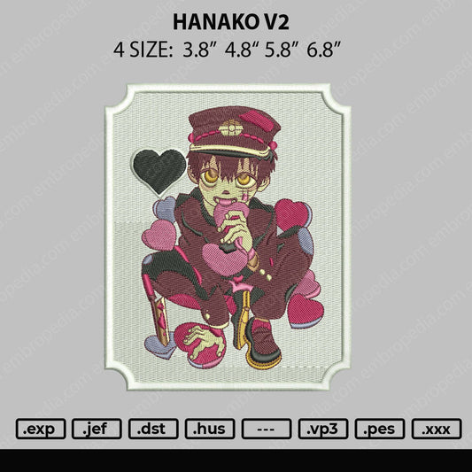Hanako V2 Embroidery File 4 size