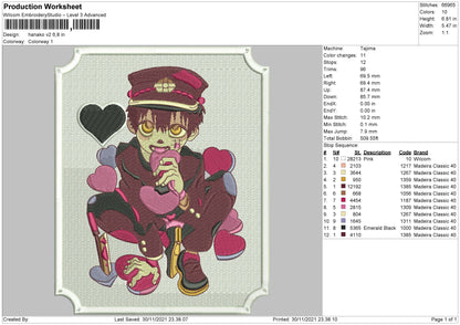 Hanako V2 Embroidery File 4 size
