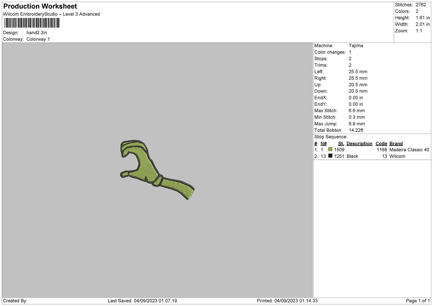 Monster Hand V1 Embroidery File 6 sizes