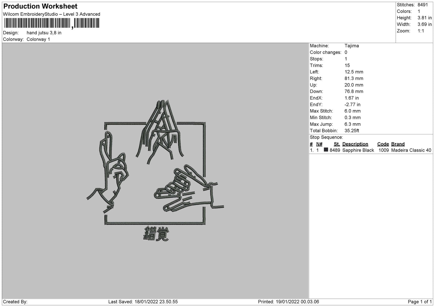 Hand Jutsu Embroidery File 5 size