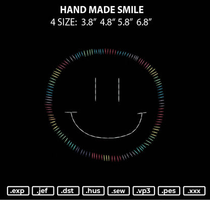 Hand Made Smile Embroidery File 4 size