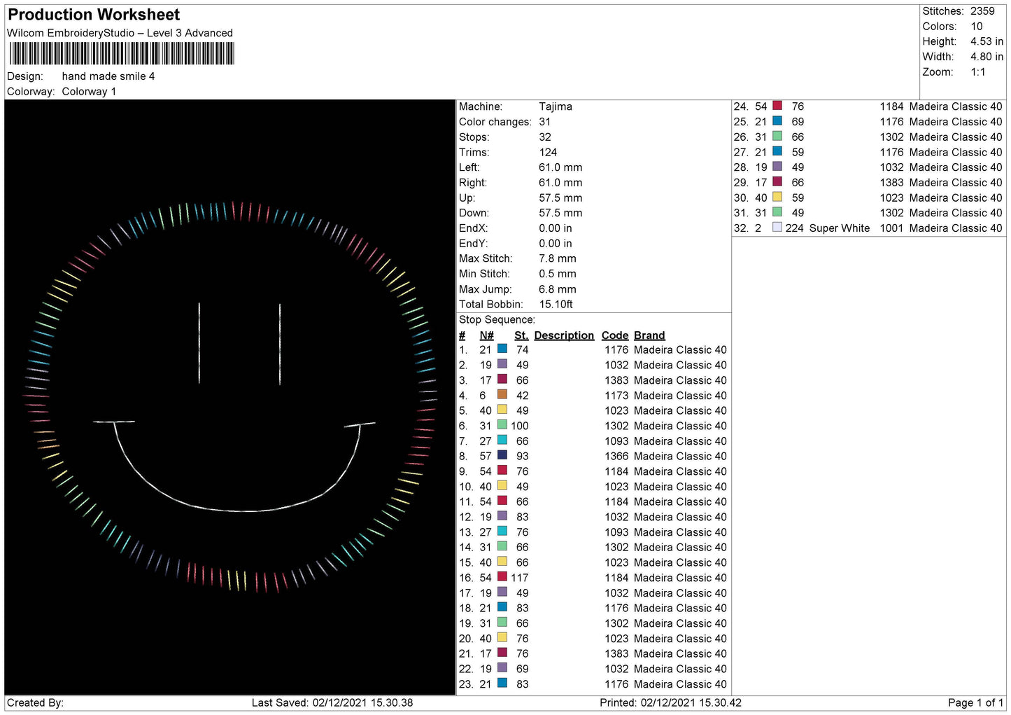 Hand Made Smile Embroidery File 4 size