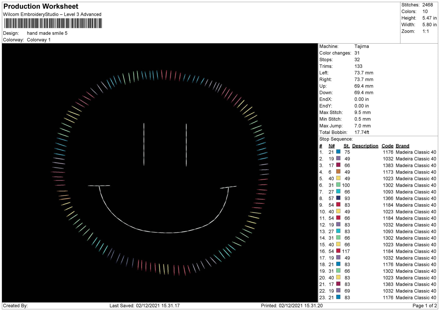 Hand Made Smile Embroidery File 4 size