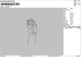 Hand Outline 2911 Embroidery File 6 sizes