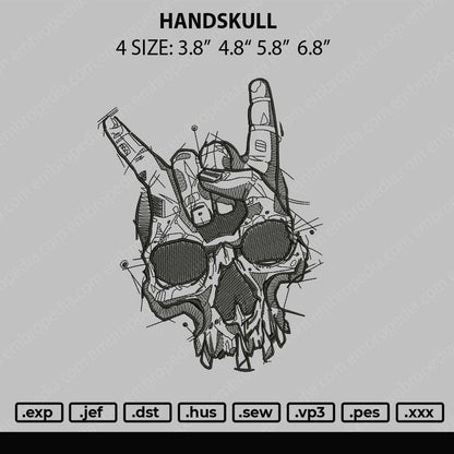 Handskull Embroidery File 4 size