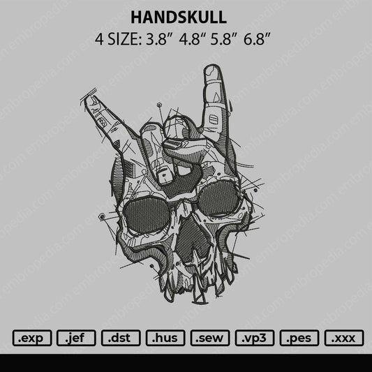 Handskull Embroidery File 4 size