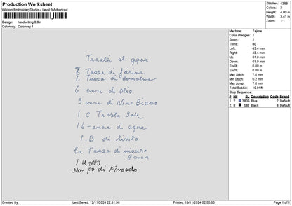 Handwriting 1311 Embroidery File 6 sizes