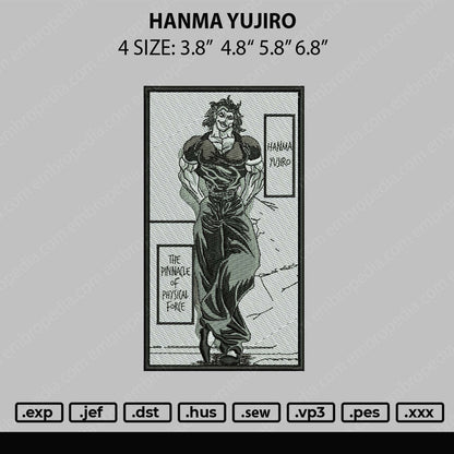 Hanma Yujiro Embroidery File 4 sizes