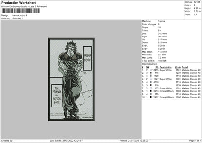 Hanma Yujiro Embroidery File 4 sizes