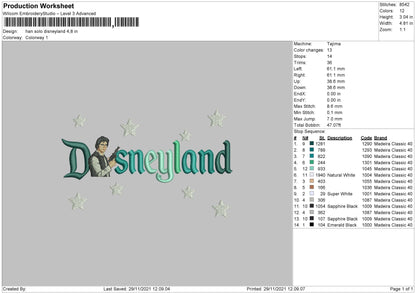 Han Solo Disneyland Embroidery File 6 Size