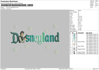 Han Solo Disneyland Embroidery File 6 Size