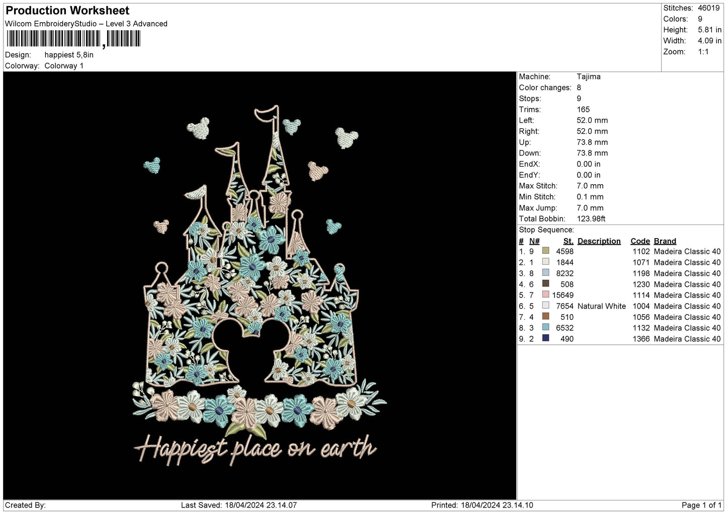 Happiest Embroidery File 6 sizes